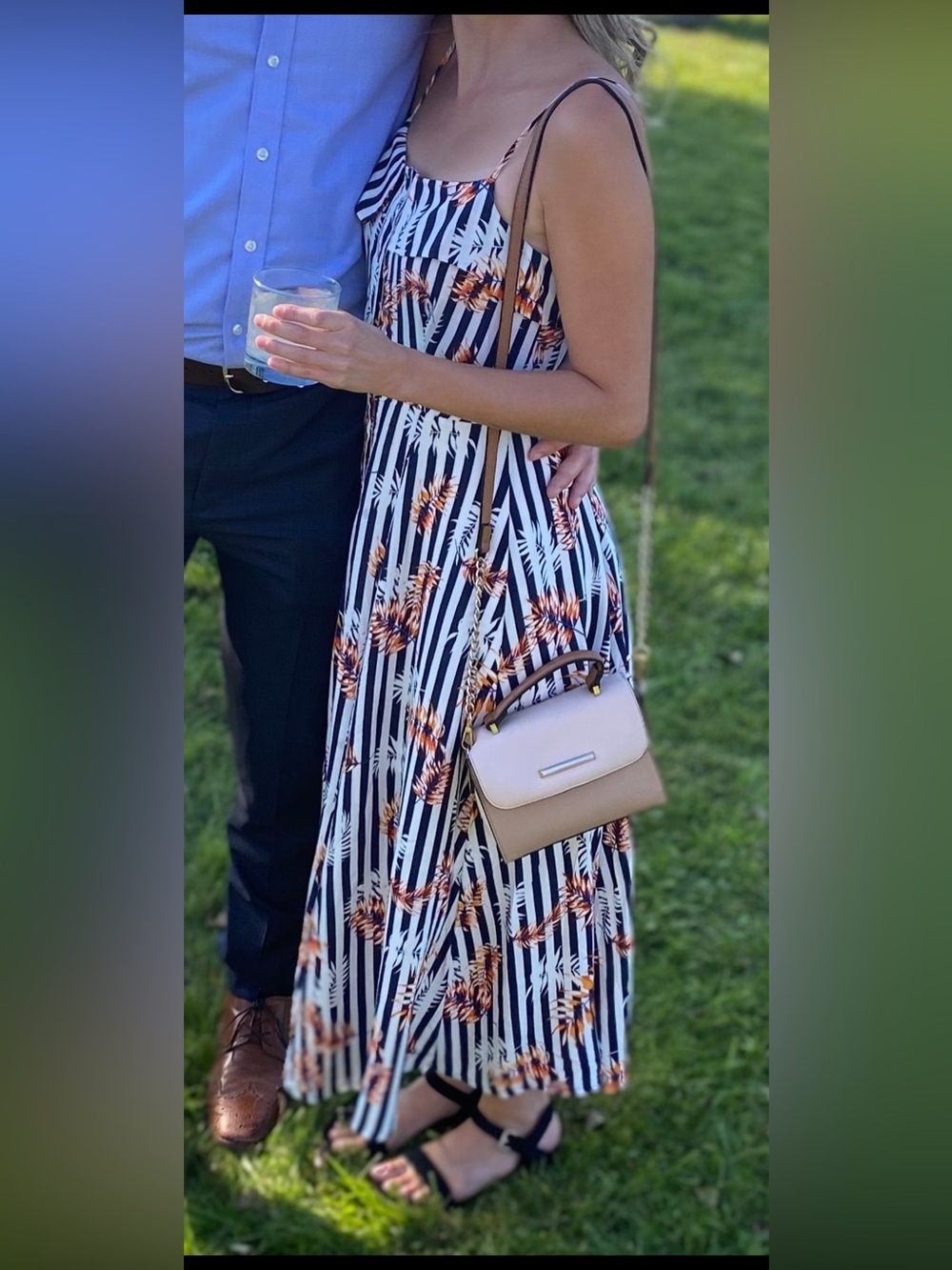 Striped Floral Maxi Dress